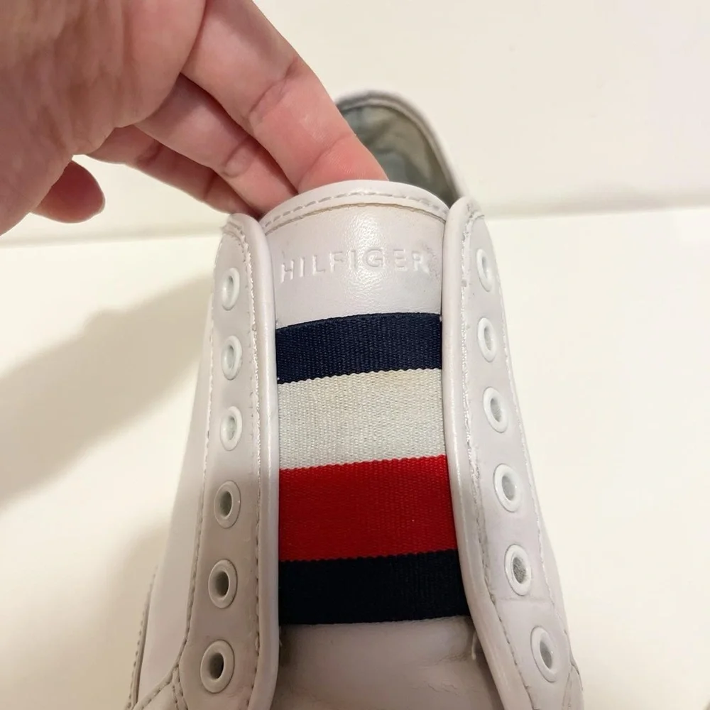 Tommy Hilfiger White and Red Slip-On Sneakers‎